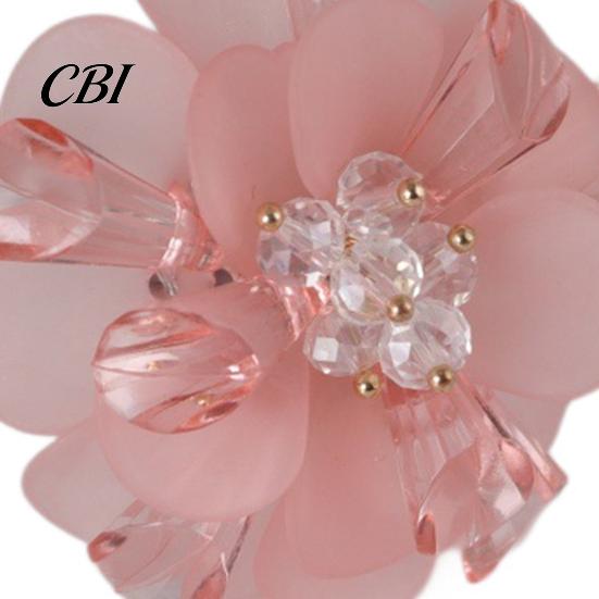 Reusable Napkin Holders 6Pcs Pink Flower Rings, Acrylic Holders, Elastic Rings Elegant Dinner for Wedding Bridal Shower Hotel Banquet Table