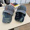 Retro einfarbige Denim-Baseballkappe personalisierte Mode Loch do old Kappe trendige Herren- und Damen-Street-Hip-Hop-Sonnenhut