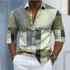 Heren Geometrisch Patroon Bedrukte Lange Mouw Shirts Casual Vest Nieuwe Knopen Vakantie Mode Shirts