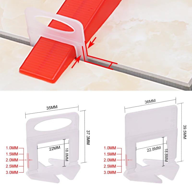 100pz Sistema di Livellamento per Piastrelle 1/1.5/2/2.5/3mm Clip di Livellamento per Piastrelle Ceramiche, Cuneo Distanziatore per Piastrelle a Muro e Pavimento, Pinza Livellatrice per Piastrelle
