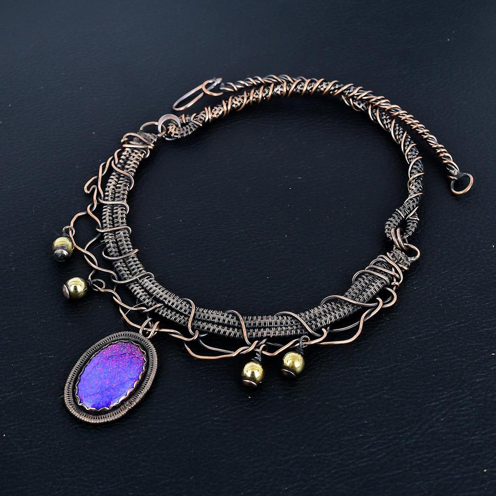Australian Triplet Opal Necklace, 999 Copper Wire Wrapped Necklace Gemstone Jewelry, Handmade Necklace Amazing Jewelry, Gift For Her