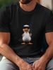1pc Funny Duck Graphic T-shirt - Black Crew Neck Short Sleeve Tee