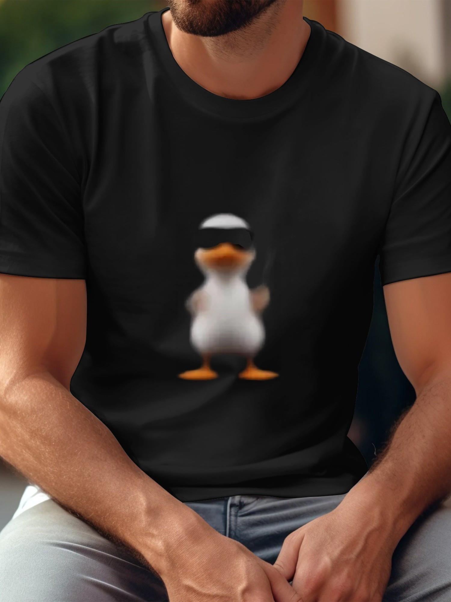 1pc Funny Duck Graphic T-shirt - Black Crew Neck Short Sleeve Tee XXL