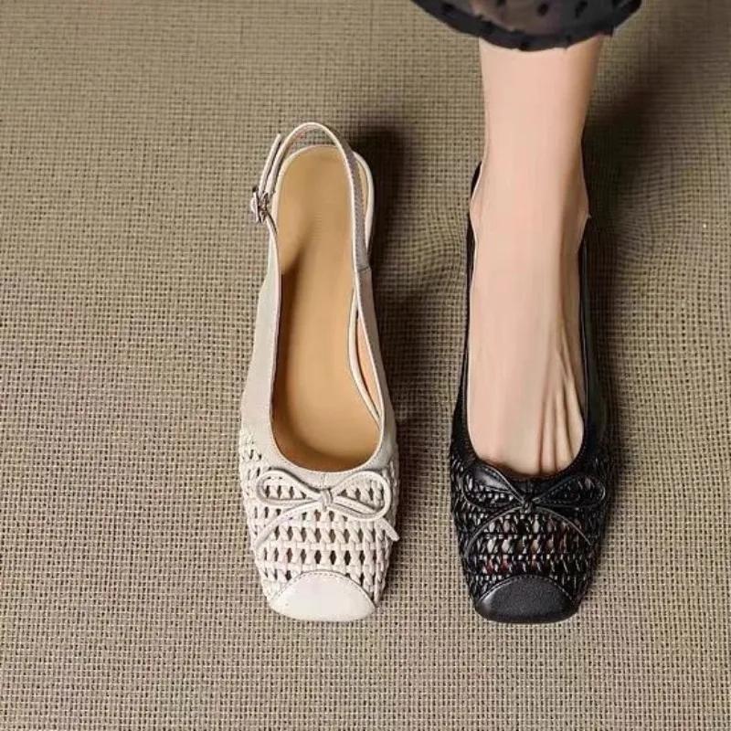 Fashion Ladies Shoes 2025 Fashion Closed Toe Women's Sandals New Buckle Strap Dress Summer Butterfly-knot Shallow Plus Size  High Heels