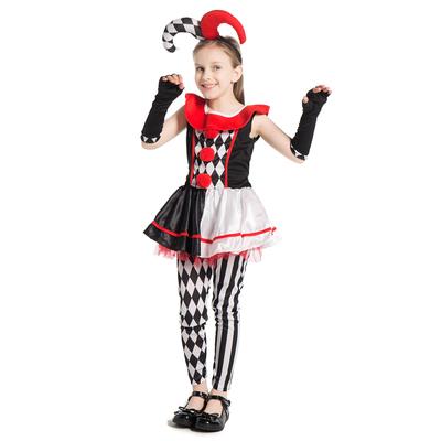 Kostým dívčí šašek klaun Halloween Dětský cirkus Strašidelný padouch Tutu Šaty těsné