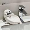 Cute Seal Soap Holder Ceramic Dish, with Self-Draining Design, Sponge Durable Organizer Tray, for Bathroom Countertop And Kitchen Sink Dish