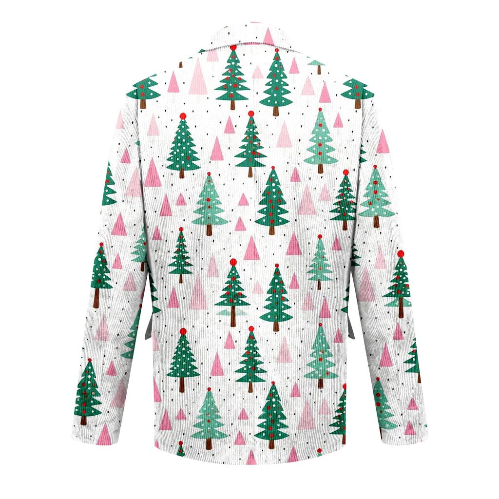 Men's Ugly Christmas Corduroy Warm Pocket Suit Jacket Cardigan Men's Casual Suit