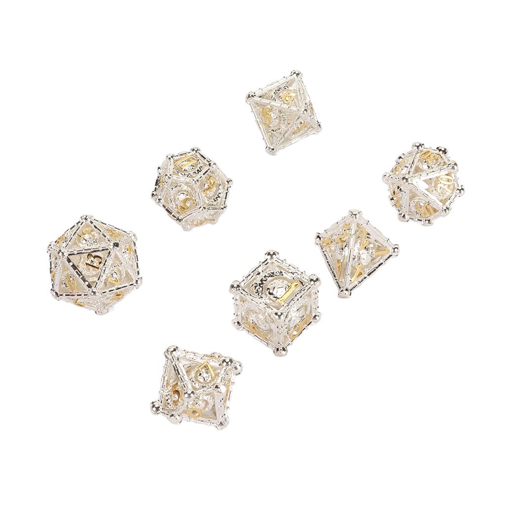 7Pcs Multi Sided Dice Set Comfortable Hand Feeling Strong Wear Resistant Hollow Polyhedral Dice Kit
