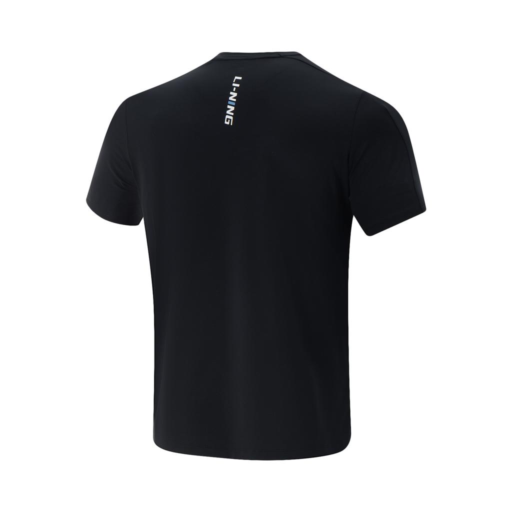 Li-Ning Comfortable Breathable Versatile Letter Round Neck Short Sleeve T-Shirt Men Tops Black ATSV389-1