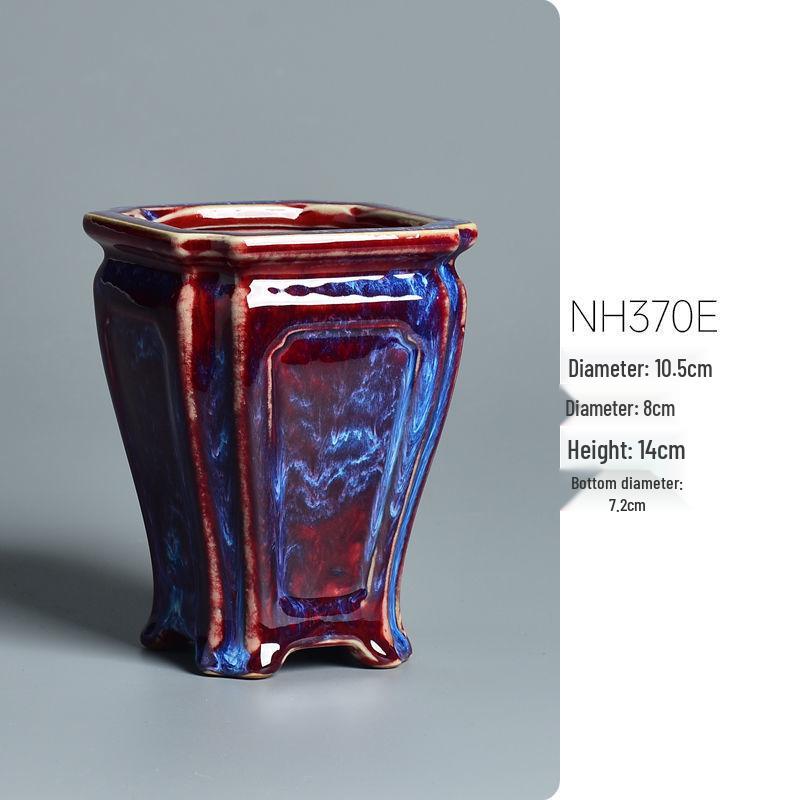 Ceramic Square Bonsai Flower Pot - Large High-Angle, Creative Chinese Style for Green Plants and Orchids