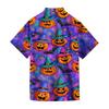 Men's Casual Short Sleeve Button Down Shirt Halloween Pumpkin Print Lightweight Breathable Fabric Summer Shirt