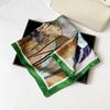 Printed Silk Scarf 71cm Women's National Style Printed Square Scarf Neck Small Scarf Decorative Bag Handle Thin Silk Scarf