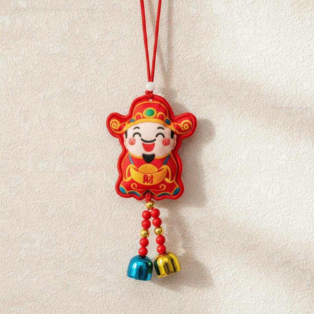 The God of Fortune The God of Wealth Pendant Red Embroidered Chinese New Year Decoration Year of the Horse Chinese Style