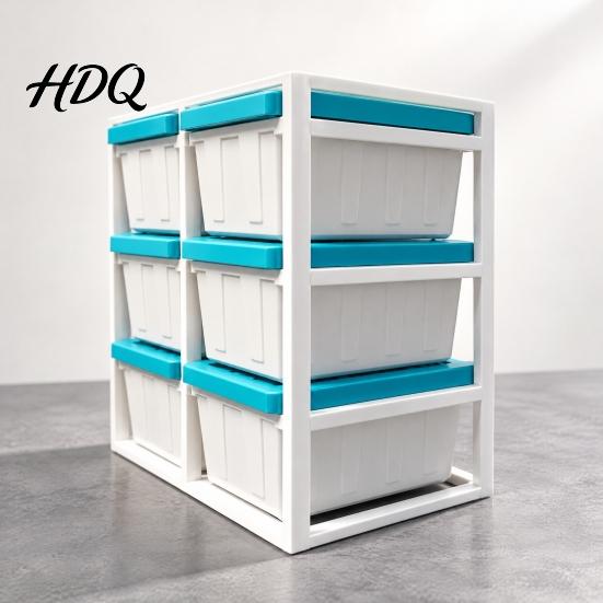 Miniature Scene Decor Rack with 6 Storage Boxes Tiny Box Organizer Display Shelf Dollhouse Multi-Layer Storage Accessory Plastic