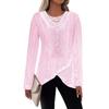 Elegant Lace Hollow Irregular Hem Women's Long Sleeve Top, 2025 Collection