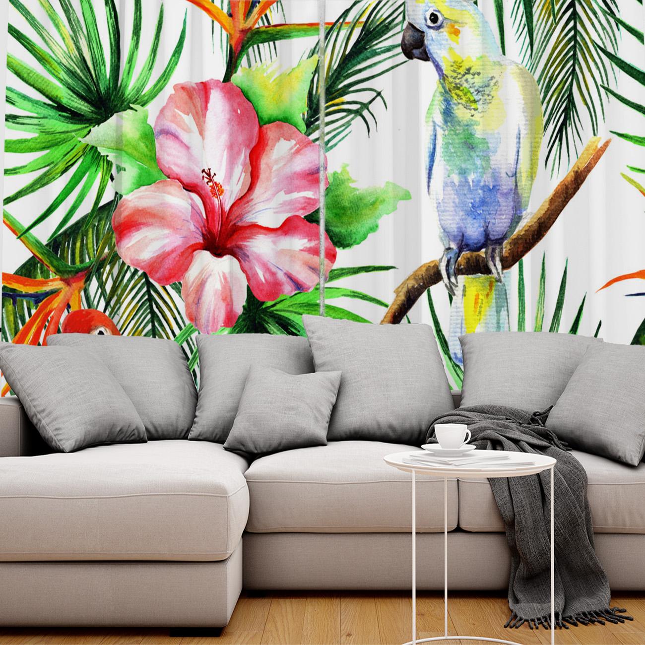 Цветные попугаи оконные шторы живописные шторы для гостиной декоративные элементы — фото 6