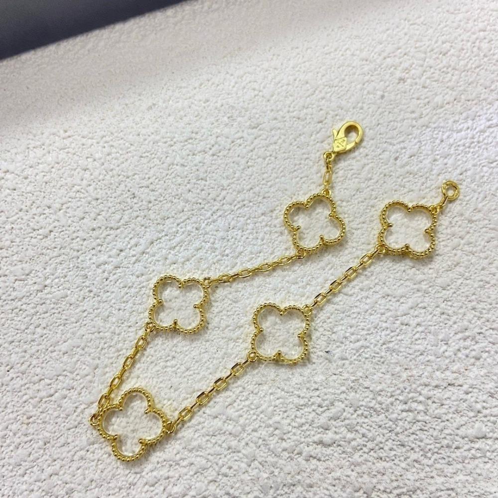 Wysokiej jakości czerwony chalcedon laserowy czterolistna koniczyna pięciokwiatowy bransoletka 18K różowe złoto lekka luksusowa biżuteria prezent dla dziewczyny