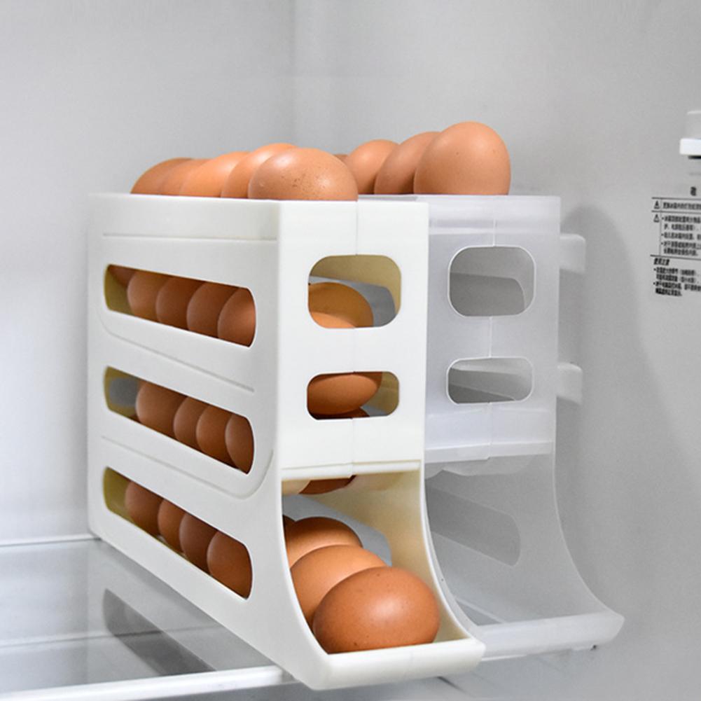 Eier Organizer Eierständer Automatischer Abroll-Eier-Organizer Halter Platzsparend Rollender Eierspender Für Schrank Kühlschrank
