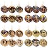 12 Pcs Nativity Scene Ornament Round Wooden Birth of Jesus Christian Keepsake Religious Hanging Pendant for Christmas Home Car Decor