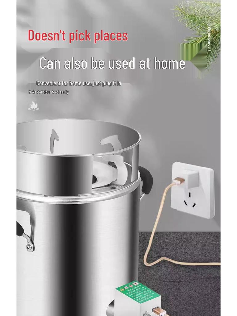 Portable Outdoor Wood & Gas Camping Stove - Smokeless, Eco-Friendly, Household Use