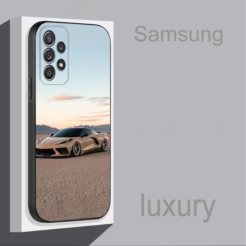 

Car C-CorvetteS C8 C7 COOL For Samsung S 25,24,23,22,30,21,10,9,Ultra,Plus,Lite,FE,4,5G Phone Case Black Soft Case SamsungS24u
