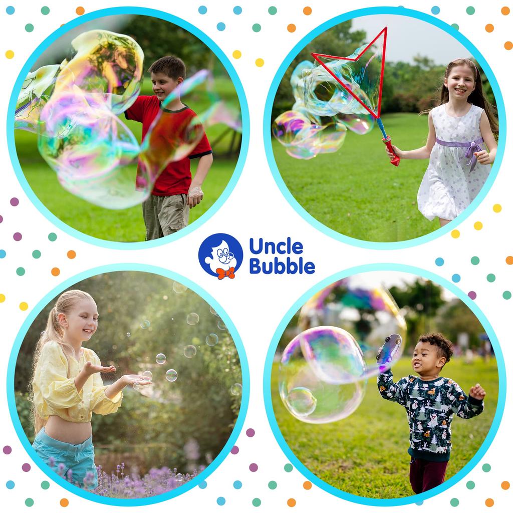Uncle Bubble Giant Sword (Large) with Special Bubble Solution for Big Bubbles. Create and cut large bubbles with this ultra-bubble solution. Outdoor