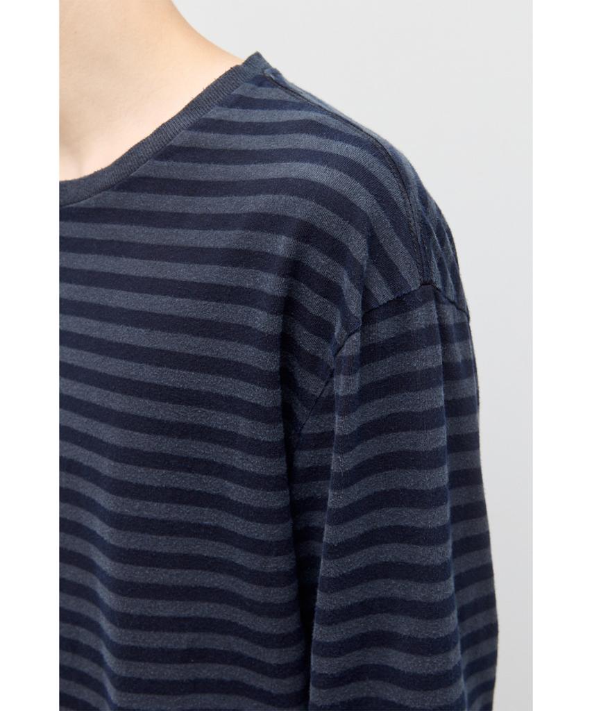 HATCHINGROOM Vtg Stripe Tee Dyed Blue Black