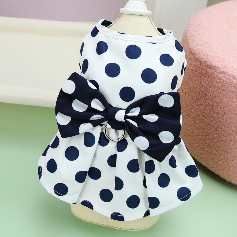 Pet Summer Thin Cat Dog Clothes Teddy Pomeranian Small Dog Bobo Dot Traction Skirt