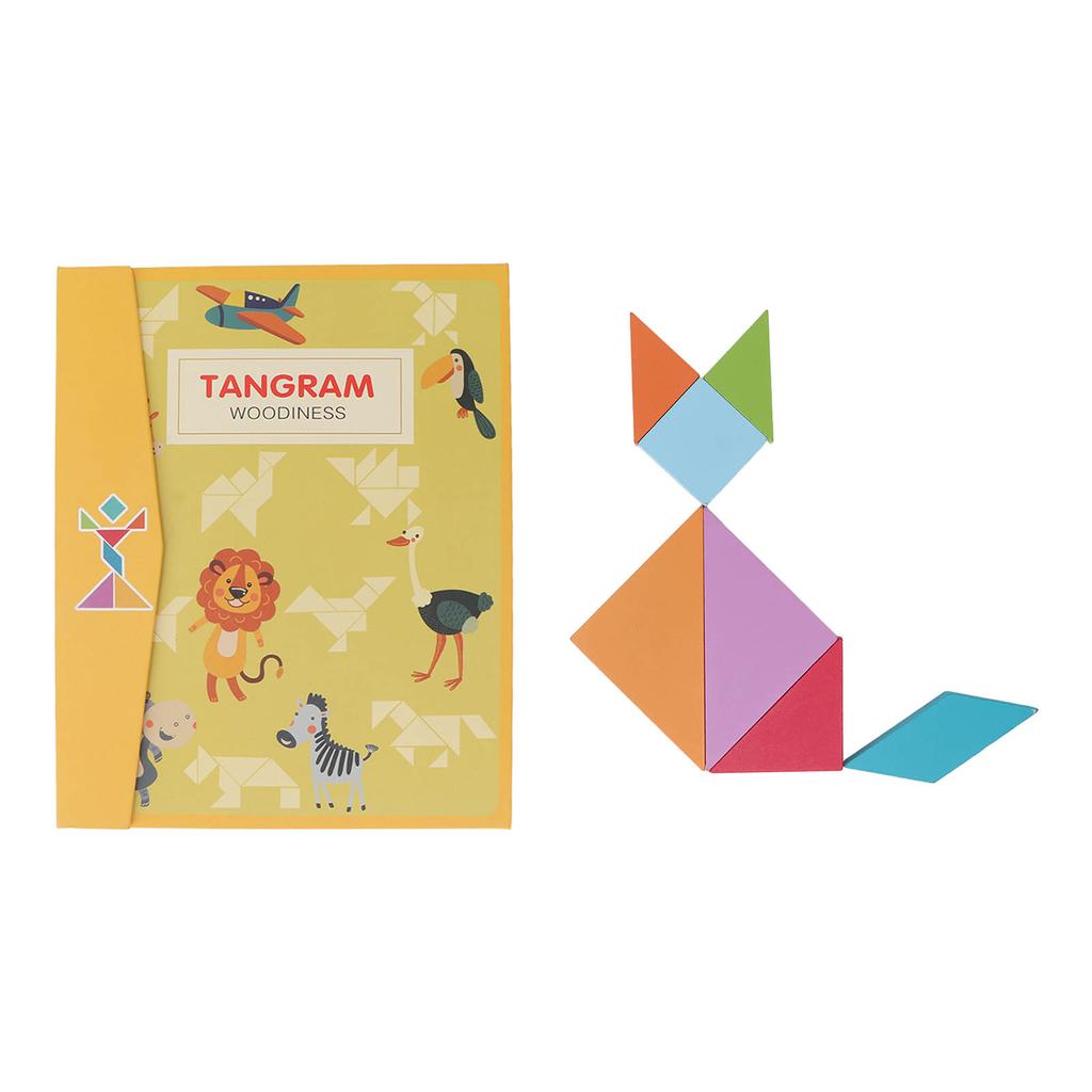 Magnetic Tangram Toys 7 Shapes Exercise Logical Thinking Bookclip Design Wooden Pattern Blocks Set