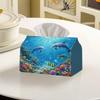 1pc 2D Flat Printed Ocean World Themed Dreamy Style Tissue Box, Suitable for Living Room, Bedroom, Dining Room, Office, Polyester Material, Large Size
