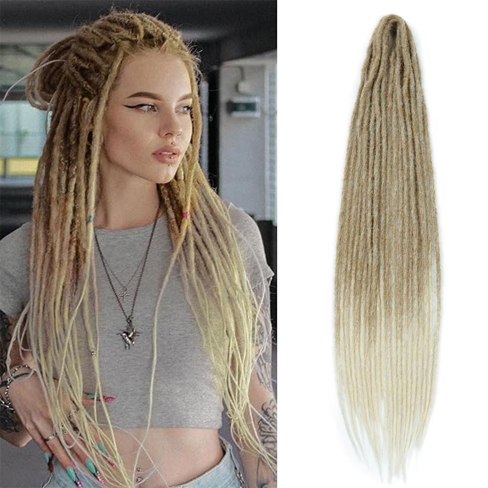Synthetic 24 Inch Dreadlocks Extensions Dreads Locs Crochet Hair for Women 20 Strands Handmade Soft Locs Braids Double Ended