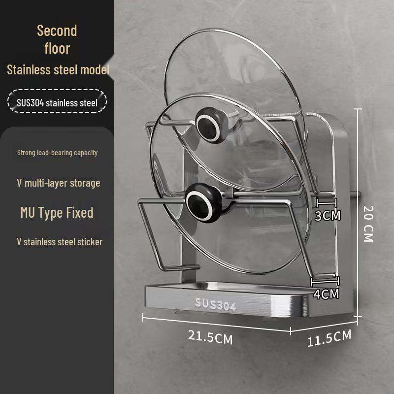 

304 Stainless Steel No-Drill Pot Lid & Chopping Board Rack