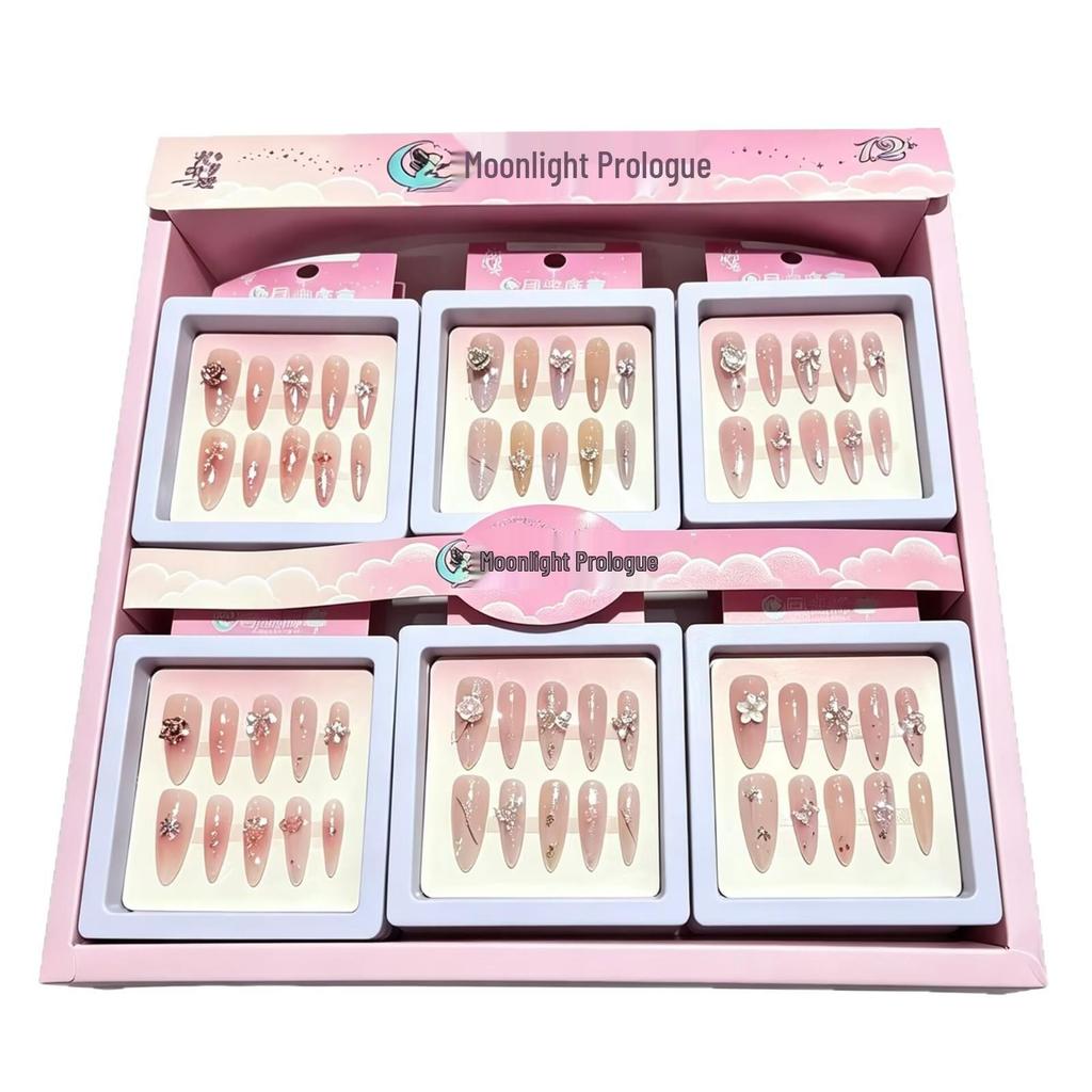 Handmade Cat Eye Zirconia Diamond Nail Tips - High-End Light Luxury Whitening Manicure Stickers