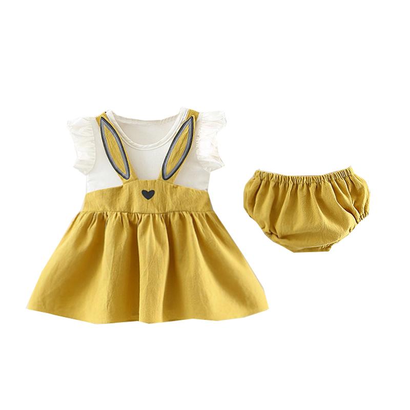 Χαριτωμένο μωρό βρέφος Casual 2 τμχ Φόρεμα καλοκαιρινού σχεδίου κινουμένων σχεδίων με σλιπ PP Σετ κοστουμιών παντελονιών
