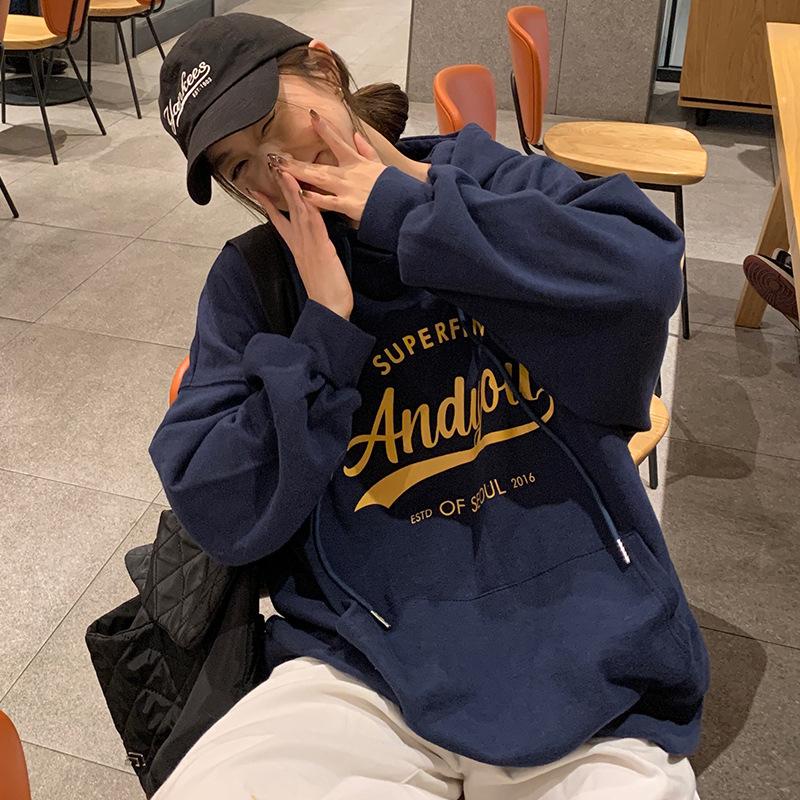 

Содержащий хлопок Харадзюку Ветер Свитер Женский Свободный Повседневный Топы Гонконгский Ветер Базовая Рубашка Студенческая Мода Ретро Универсальная Толстовка XL