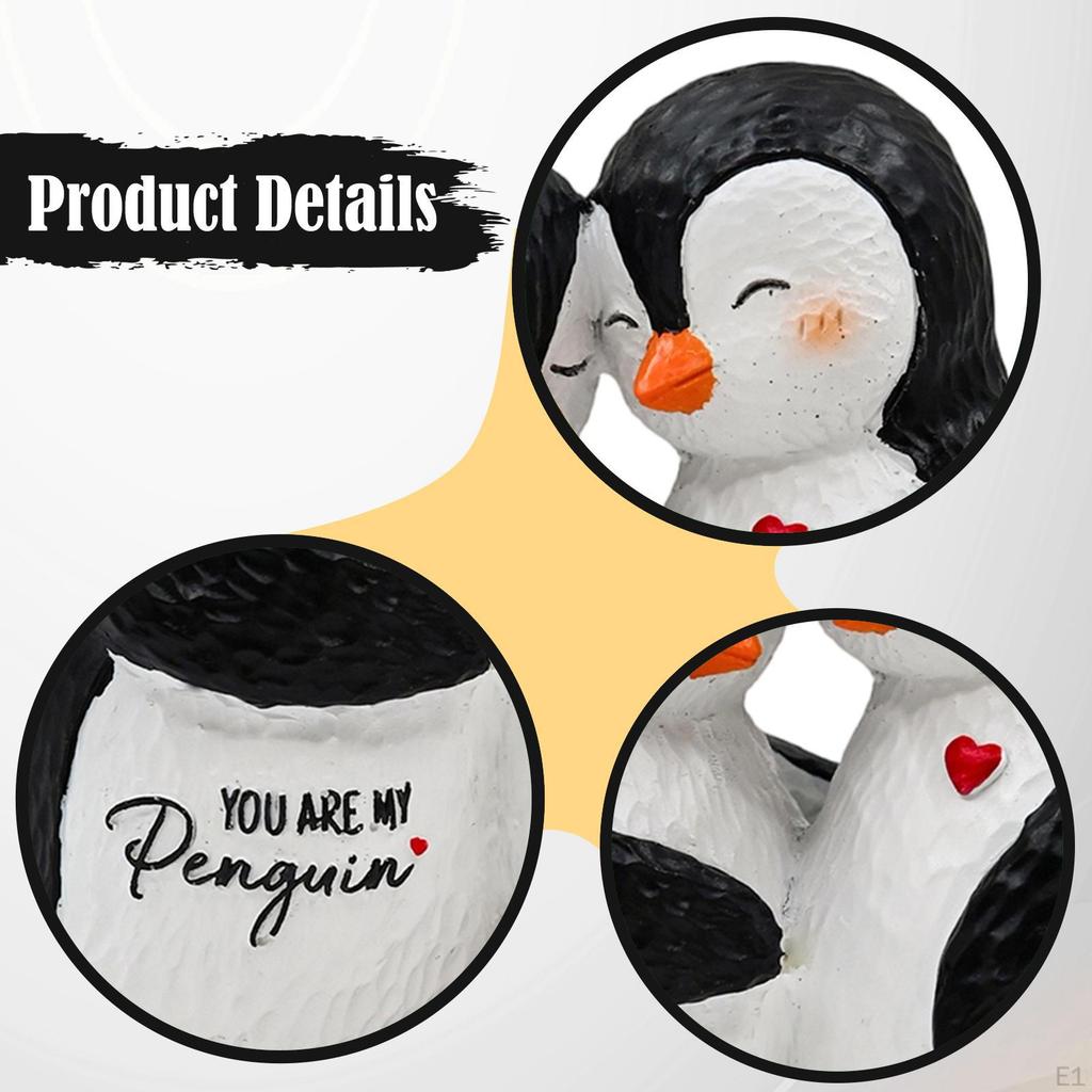 Couple Penguin Statue Animal Sculpture Resin Creative Desktop Ornament Wedding Gift for Living Room