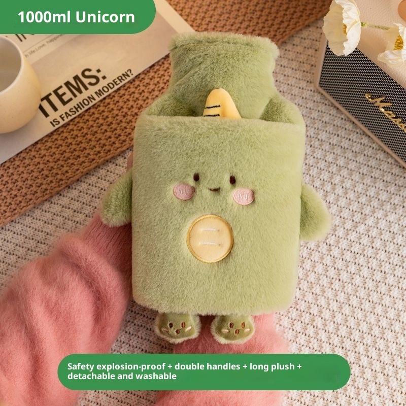 

1000ml Winter Plush Hot Water Bag Cute Animal Hot Water Bottle with Plush Cover Portable for Hand Body Warmth Home Office Use
