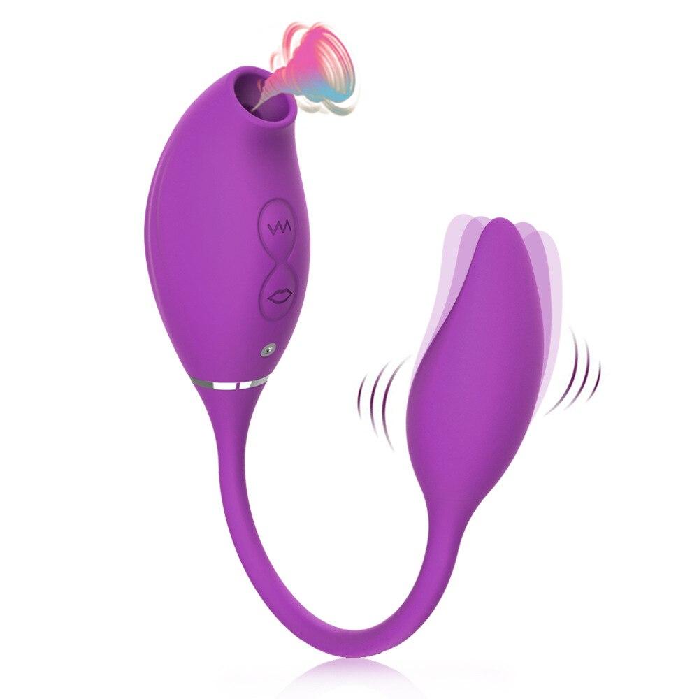 2 In 1 Vibrating Egg with Clitoris Sucking Vibrator G-Spot Clitoris Stimulator Nipples Clit Sucker Lady Sex Toys for Womans