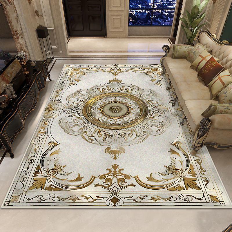 Golden Luxury Decoration Carpet Living Room European Style Large Area Rugs Sofa Area Coffee Tables Bedroom Non-slip Floor Mat