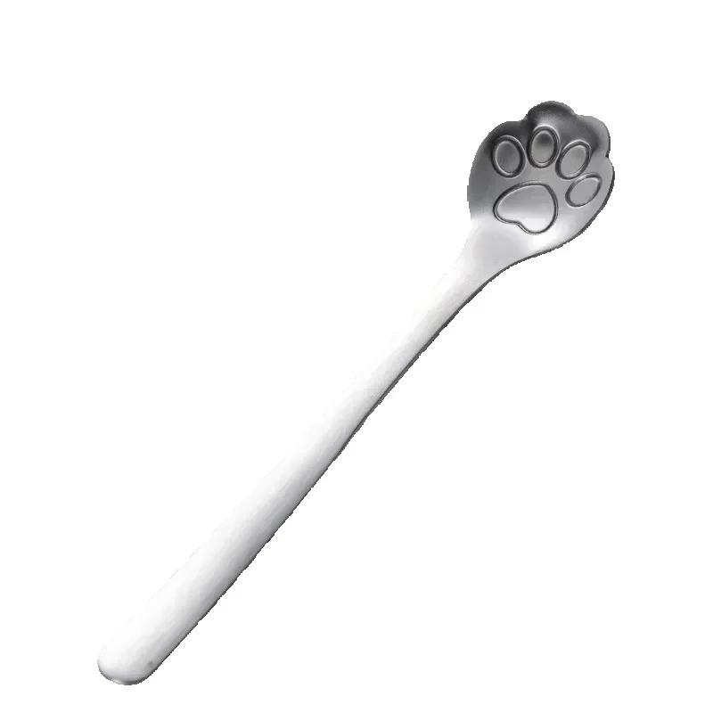 1PC Creative Cute Cat Claw 304 Stainless Steel Spoon Hollow for Ice Cream Coffee Tea Dessert Spoon Kitchen Tableware Accessories