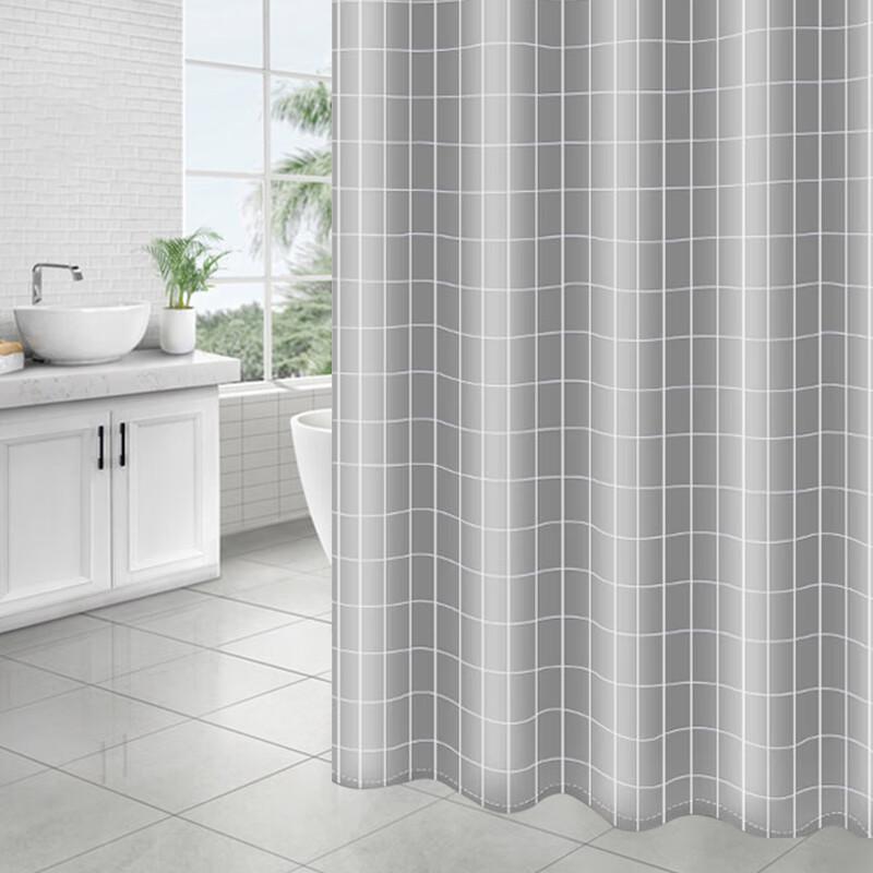 Meijuke Waterproof Nordic Gray Plaid Shower Curtain
