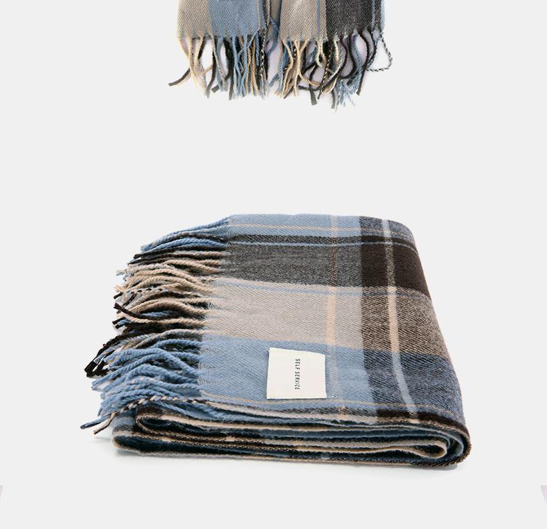 Korean Style Plaid Scarf: Thick, Warm, Imitation Cashmere for Men & Women