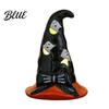 Cute Ghost Pumpkin Wizard Hat Decor Halloween Ceramic Tealight Holder Lighted Figurine with Ornament for Home Witch Hat Tiered Tray Tabletop