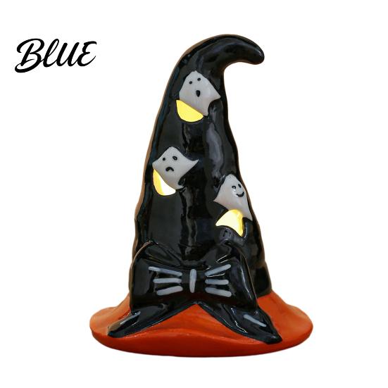 Cute Ghost Pumpkin Wizard Hat Decor Halloween Ceramic Tealight Holder Lighted Figurine with Ornament for Home Witch Hat Tiered Tray Tabletop