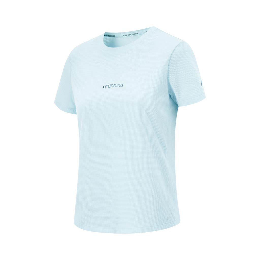 Li-Ning Comfortable Quick-Dry Versatile Short Sleeve T-Shirt Women Tops Light-Sky-Blue ATSV098-5