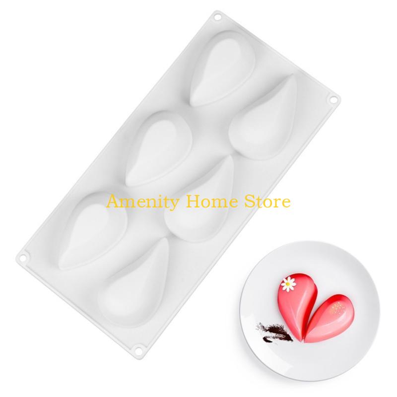 F26C 6 Cavities Silicone Moulds Cake Molds Baking Fondant Moulds Heart Shaped Chocolate Mold Clay Moulds DIY Decorating Tools