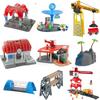 Wooden Train Track Railway Bridge Tunnel Accessories Fit  Police Station Scene for Brio Wood Train Pieces Educational Toys