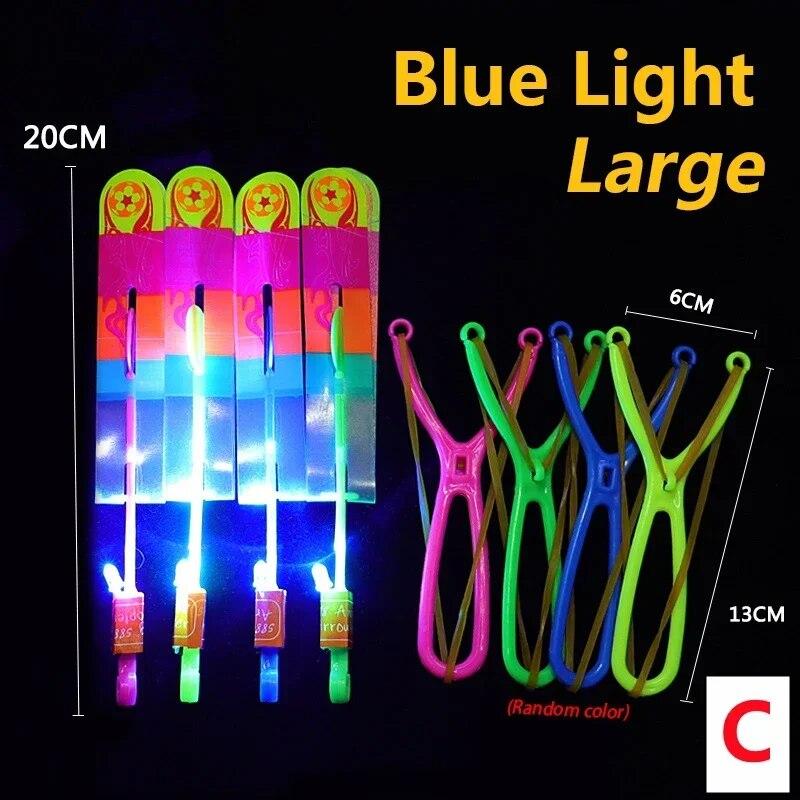 New 50/30/10/5/1Pcs Amazing Light Toy Arrow Rocket Helicopter Flying Toy LED Light Toys Party Fun Gifts Rubber Band Catapult
