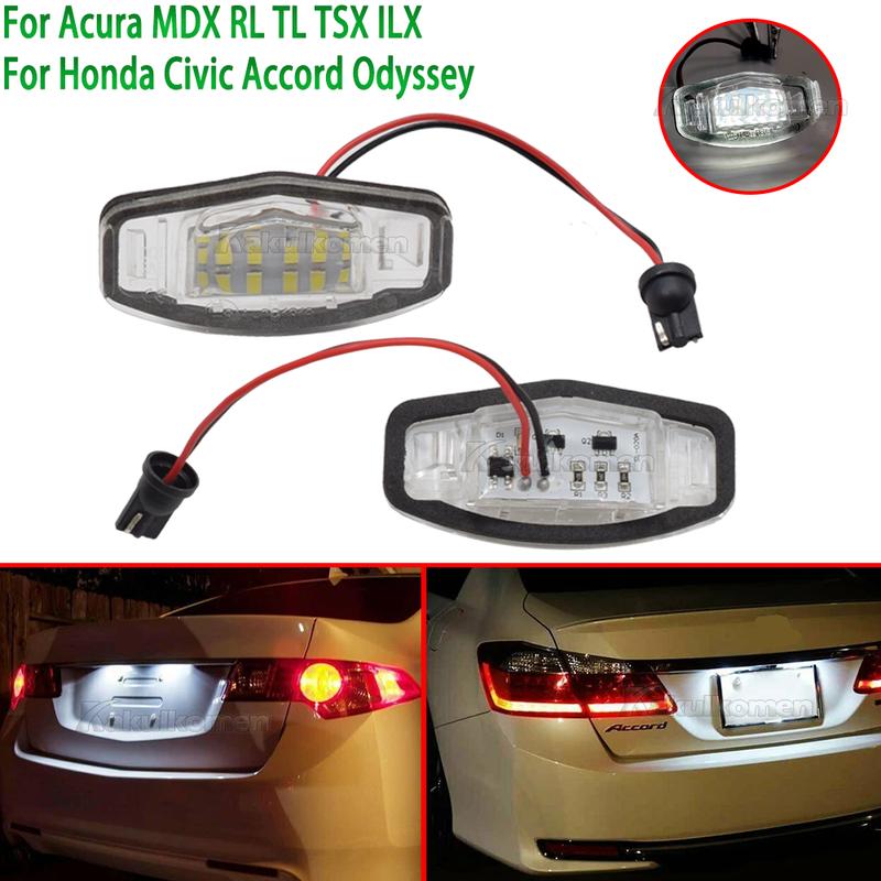 LED License Number Plate Light White For Honda Civic 01-15 Accord 4D 03-17 Odyssey 00-04 Pilot 03-08 Acura MDX RL TSX RDX TL ILX