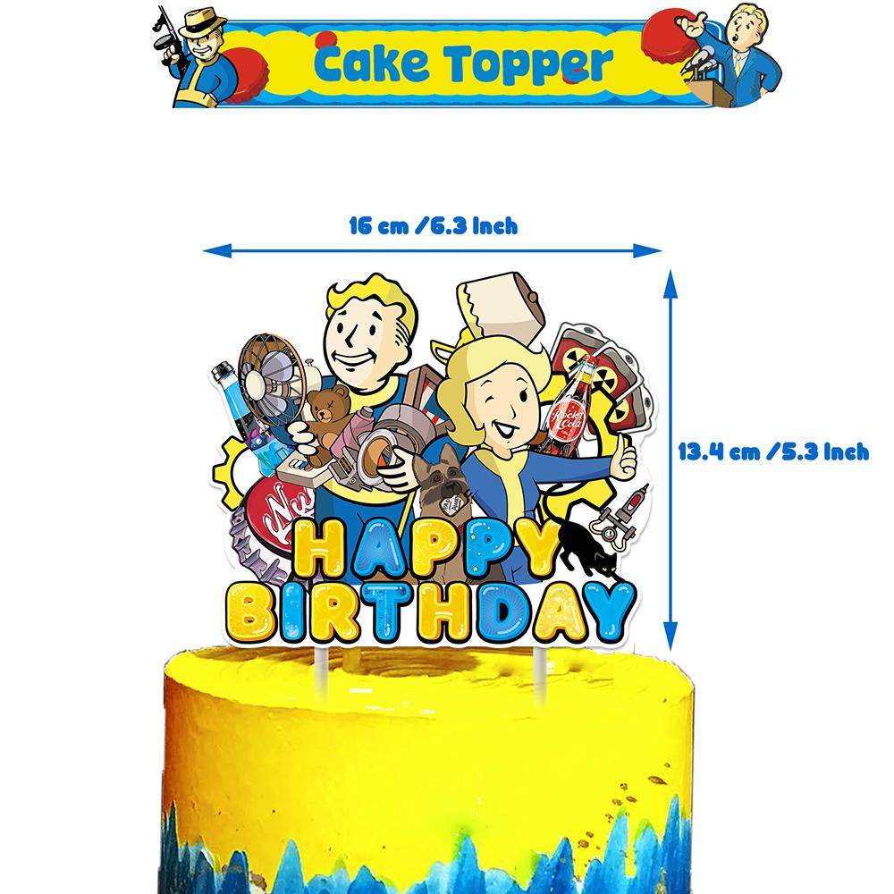 30PCS Fallout Birthday Party Supplies Include a Banner, Balloons, Cake Toppers